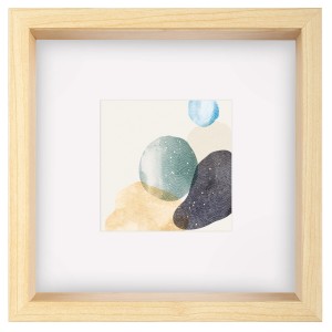 Walther Design Shape 3D Holzrahmen Birke 25x25 cm mit abstraktem Aquarellmotiv.