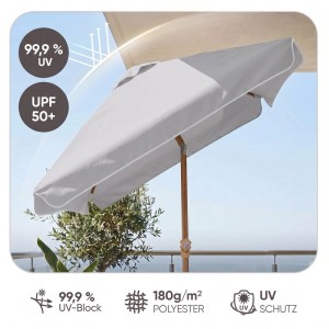 Sekey Rechteckiger Sonnenschirm 200 x 125 cm in Holzoptik mit UV50+ für Balkon und Terrasse
