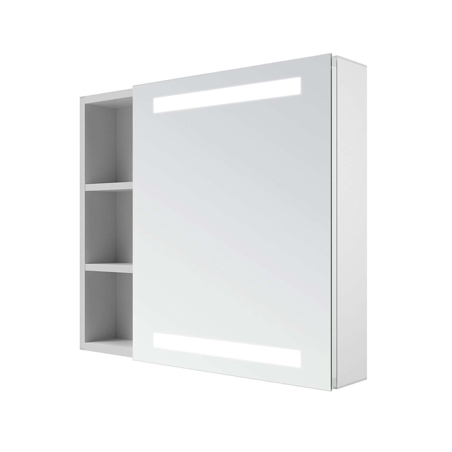 Aquabatos Bad Spiegelschrank LED Badschrank Badspiegel mit Beleuchtung 70 x 60 cm Rechtsoffener Badezimmerschrank mit St...