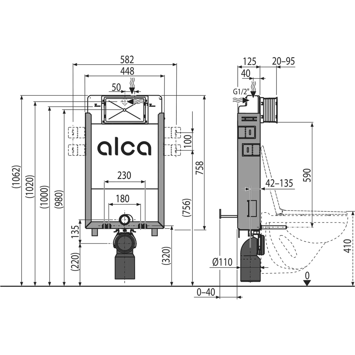 Alcadrain AM115/1000 Renovmodul Vorwandinstallationssystem für Einmauerung_2