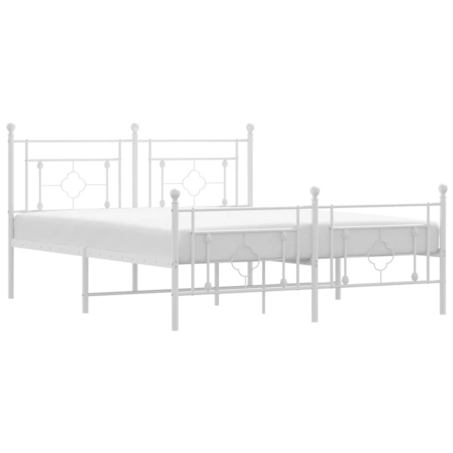 vidaXL Bettgestell mit Kopf- und Fußteil Metall Weiß 150x200 cm 374408 günstig online kaufen