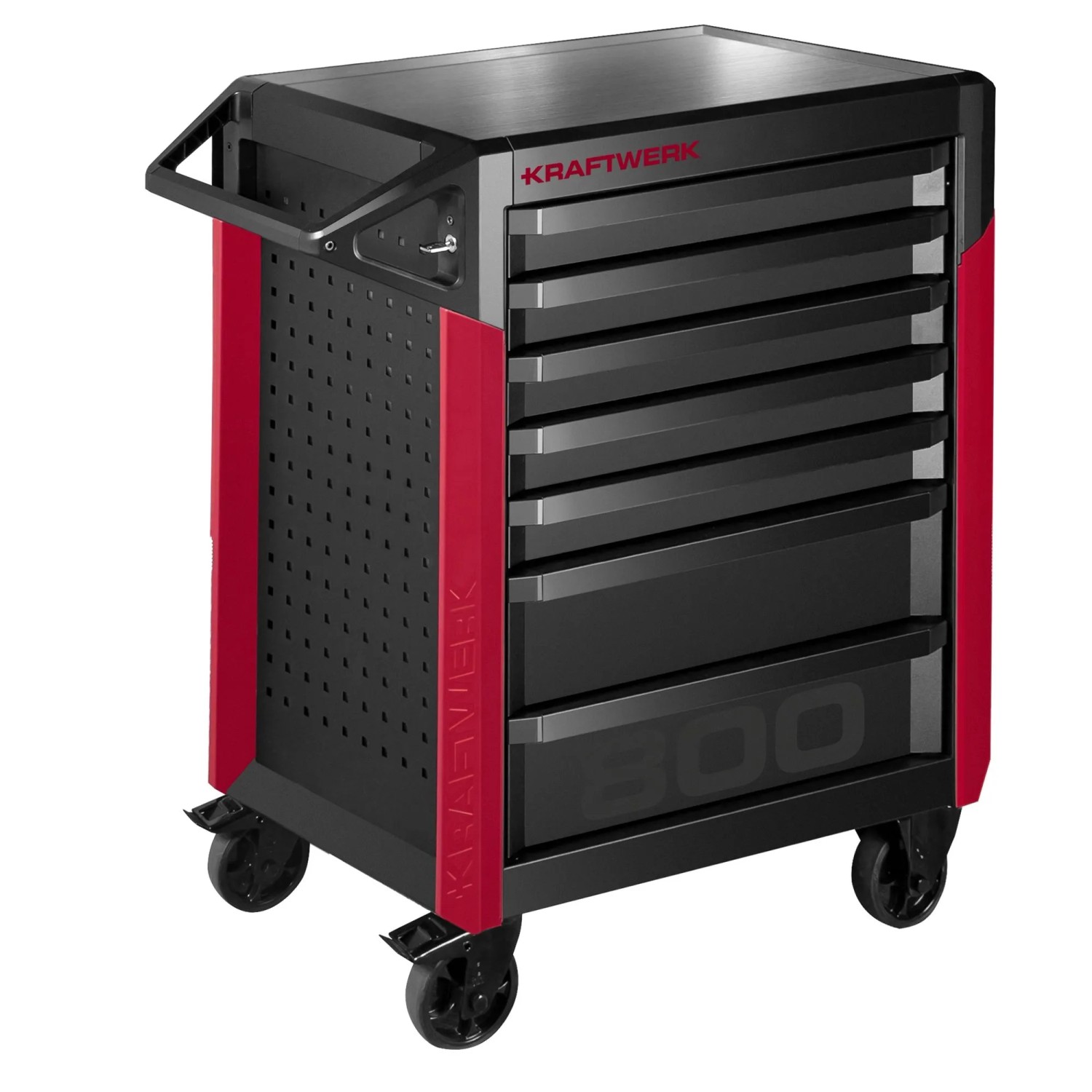 Kraftwerk Werkstattwagen PRO LINE WW PT 800 7 Schubladen Schwarz-Rot