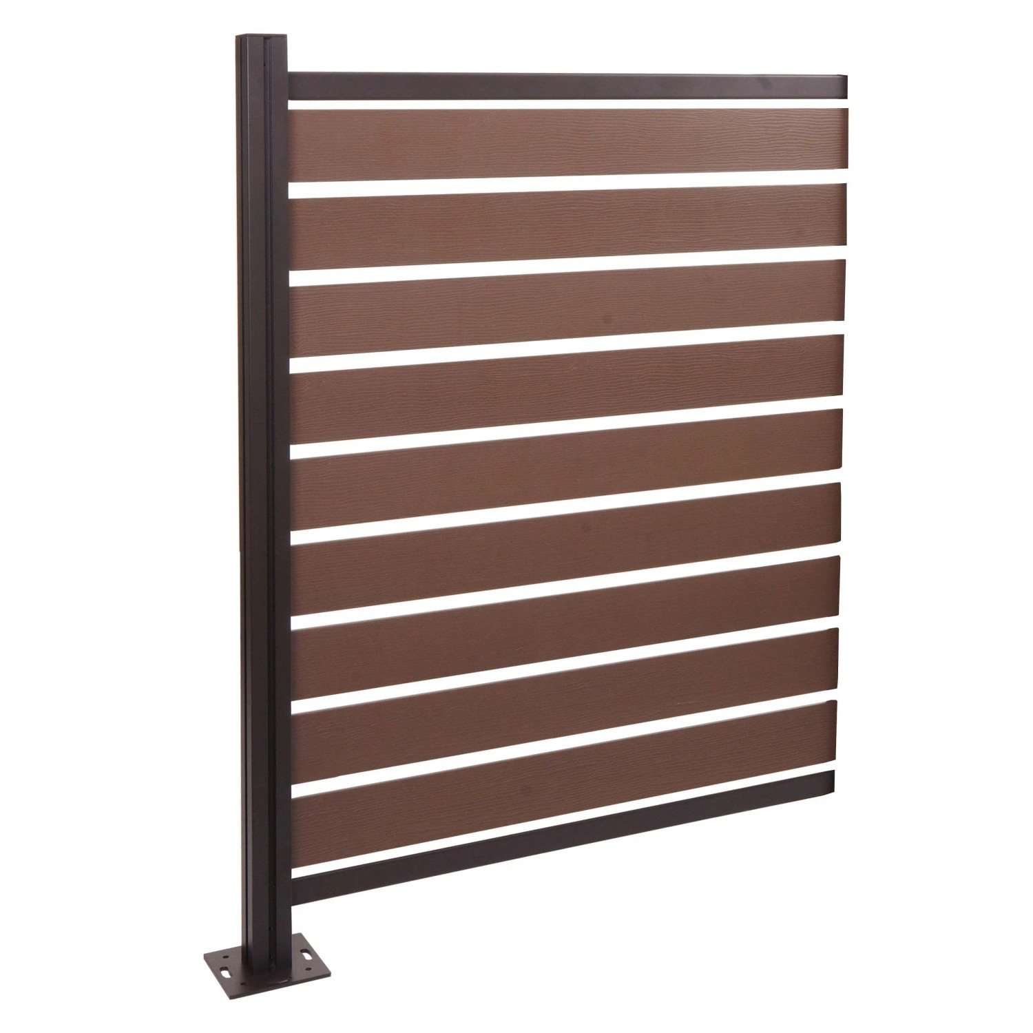 PROREGAL Alu Mülltonnen-Zaun HxBxT 130x100x6cm Erweiterungselement Mülltonnenverkleidung Braun Holzoptik Erweiterbar