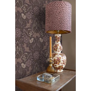 ESTAhome Tapete Blumen und Vögel Aubergineviolett 53 cm x 10.05 m