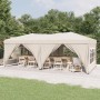 Cremefarbenes, faltbares Partyzelt 3x6 m mit Seitenwänden für Gartenpartys und Veranstaltungen.