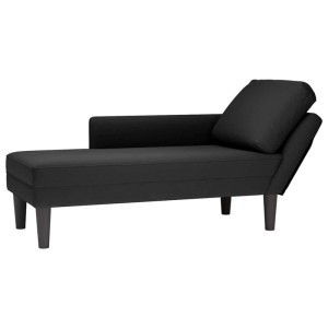 Schwarze vidaXL Chaiselongue mit Kissen und rechter Armlehne aus Samt.