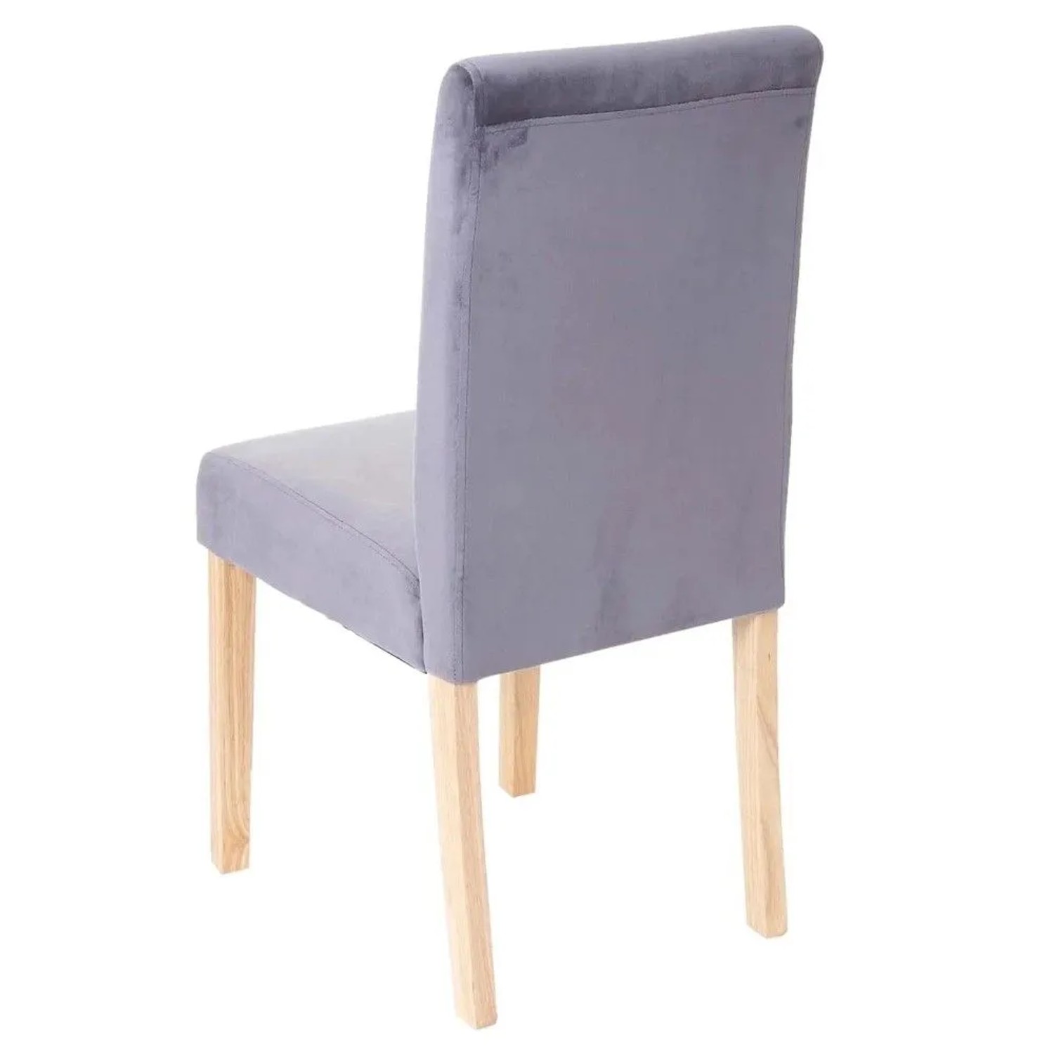 Grauer Samt Esszimmerstuhl Littau mit hellen Massivholzbeinen. Eleganter Tischsitz im 2er-Set.