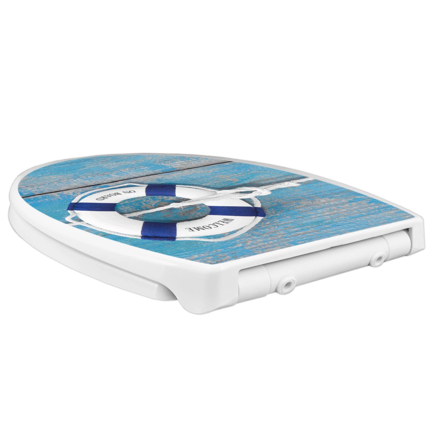 Banjado WC-Sitz Familie mit blauem Rettungsring Motiv, Absenkautomatik, Polypropylen.