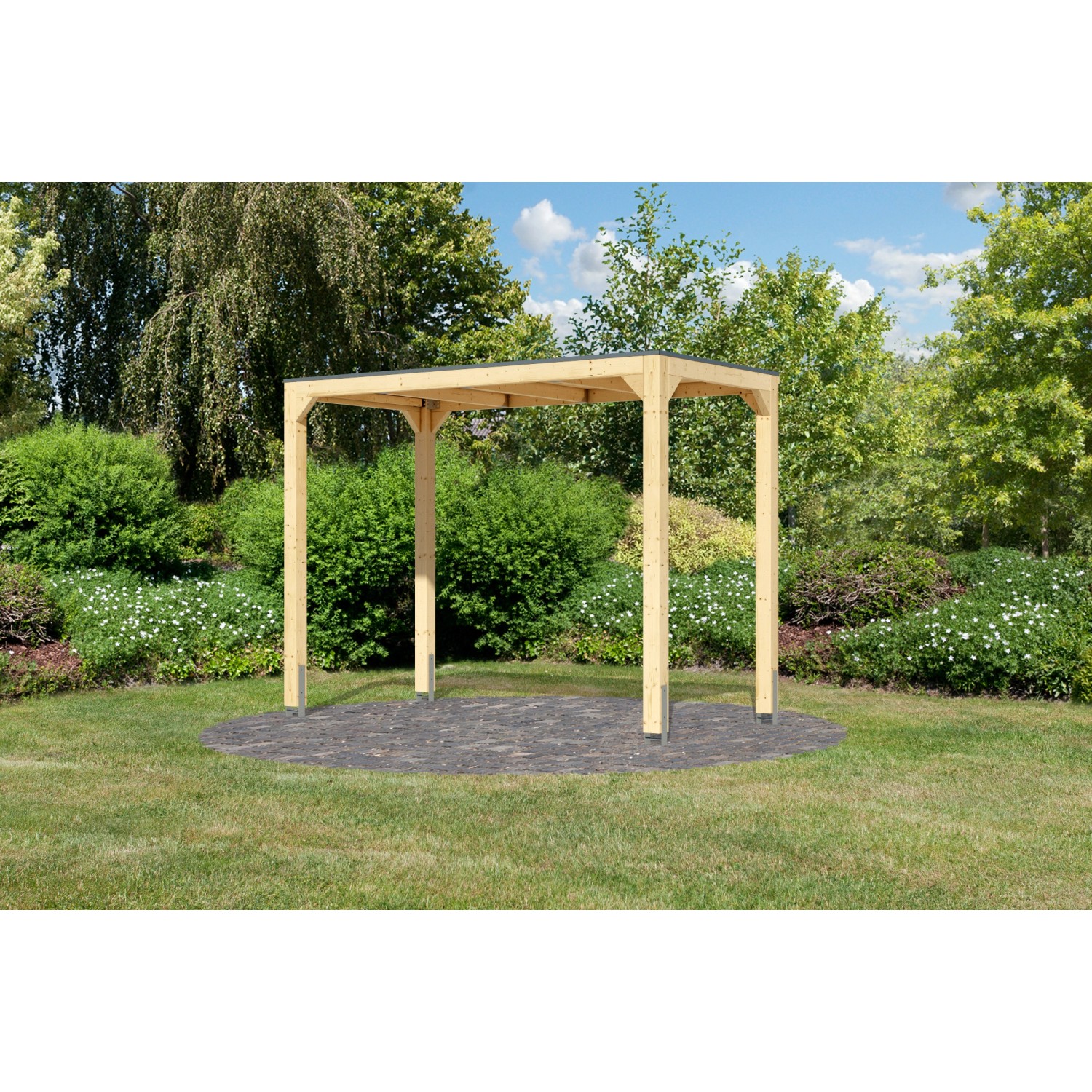 Karibu Pavillon Fyrkant Pavillon Halb Naturbelassen 239 x 295,2 x 135 cm günstig online kaufen