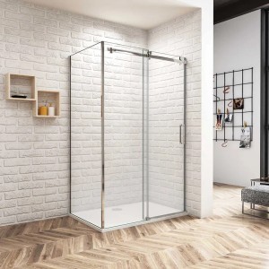 Duschparadies Duschkabine 120x90cm Höhe 195cm Schiebetür x Seitenwand 6mm Sicherheitsglas Dusche Duschabtrennung Hochglanz Verchromt