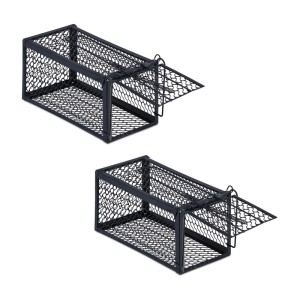 Relaxdays Lebendfalle für Mäuse und Ratten 2er Set Eisen Schwarz Wiederverwendbar 12 cm x 24 cm x 11,5 cm 300 g