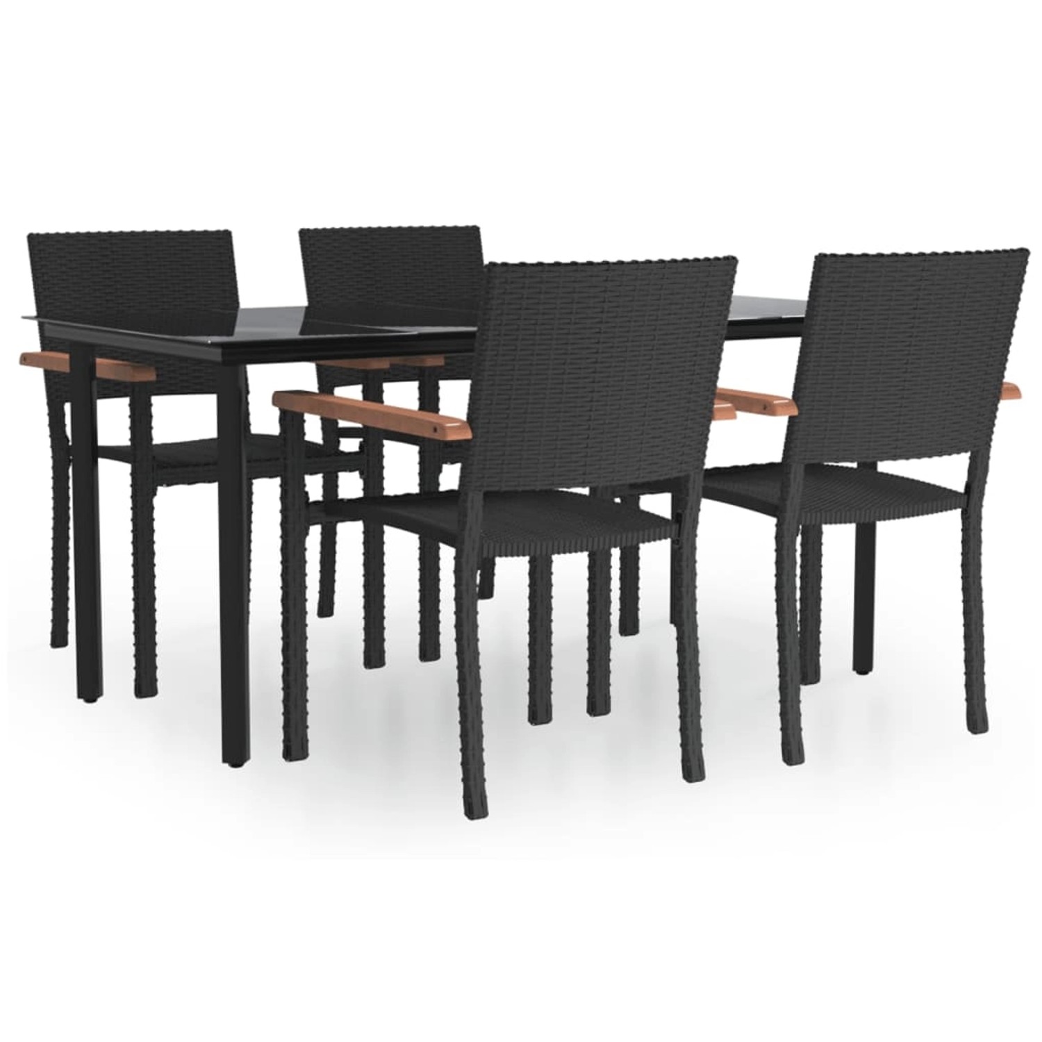 Thumbnail - vidaXL 5-Tlg Garten-Essgruppe Schwarz Poly Rattan 3156680