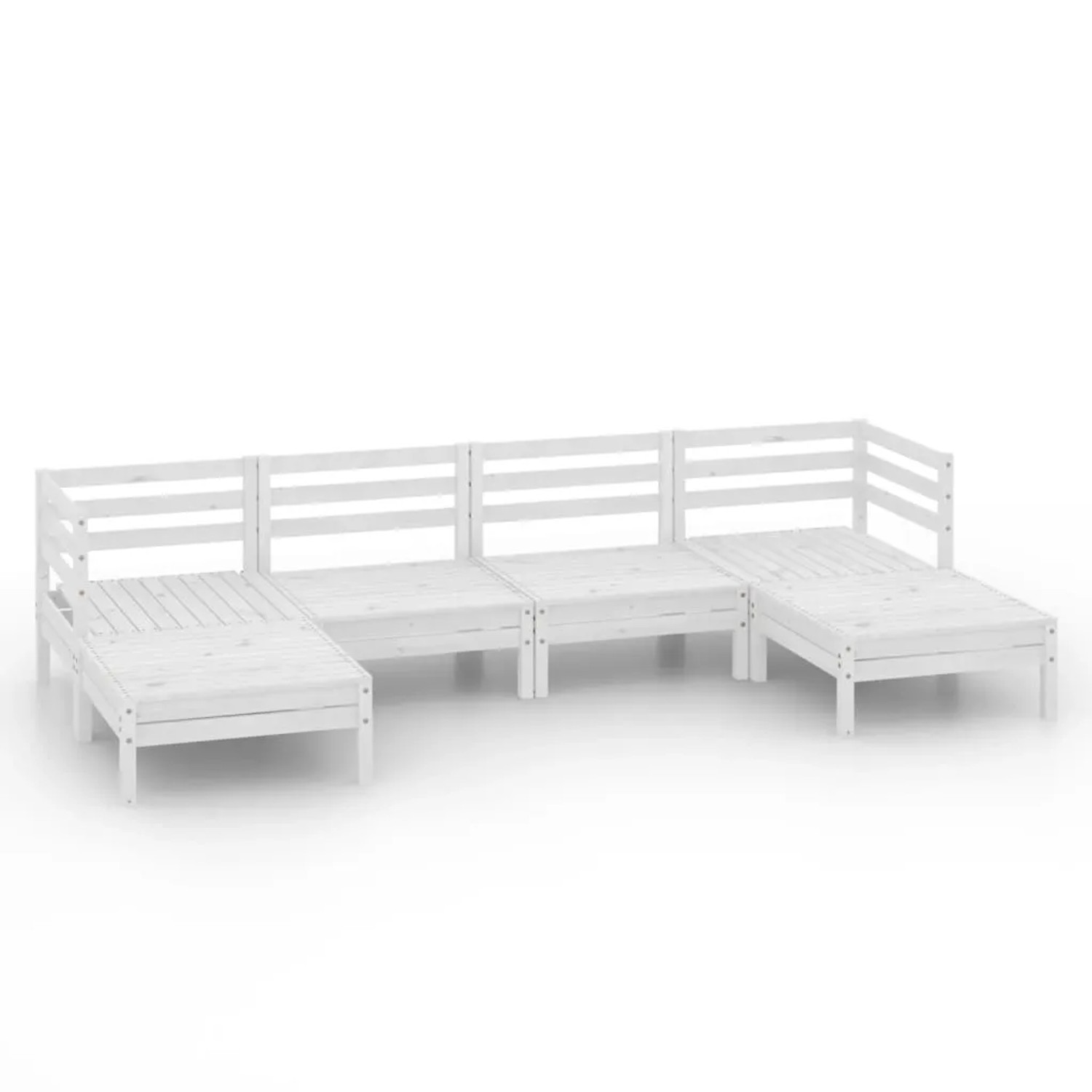 vidaXL 6-Tlg Garten-Lounge-Set Weiß Massivholz Kiefer 3083335