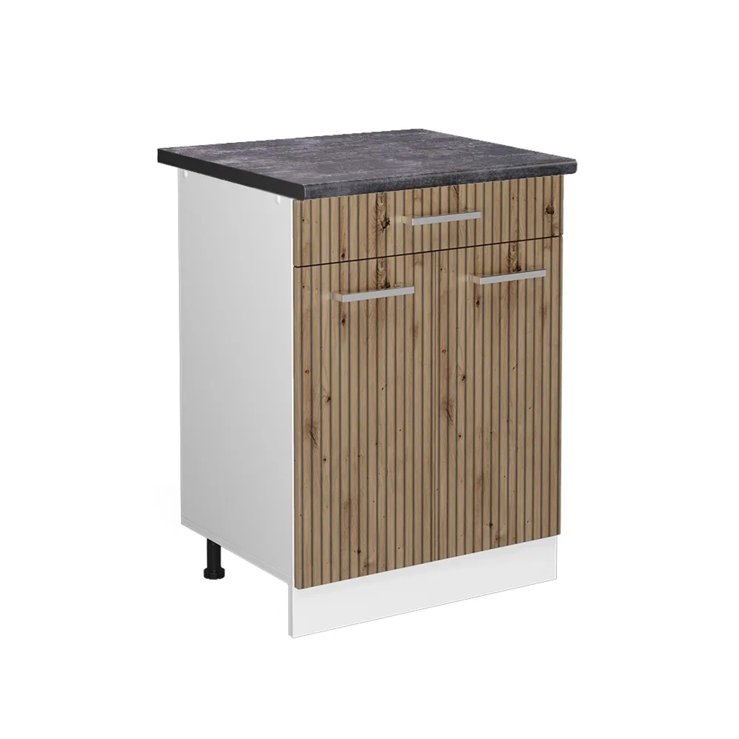 Vicco Küchenunterschrank R-Line Artisan-Eiche/Weiß 60 cm mit Schublade AP Anthrazit