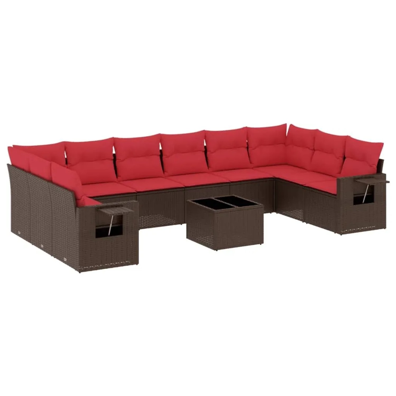 vidaXL 11-Tlg Gartensofa-Set mit Kissen Braun Polyrattan 3220683 günstig online kaufen
