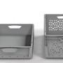 Graue Eurobox-System Box Vollwand, 30x20x7 cm, für modulare Aufbewahrungslösungen.