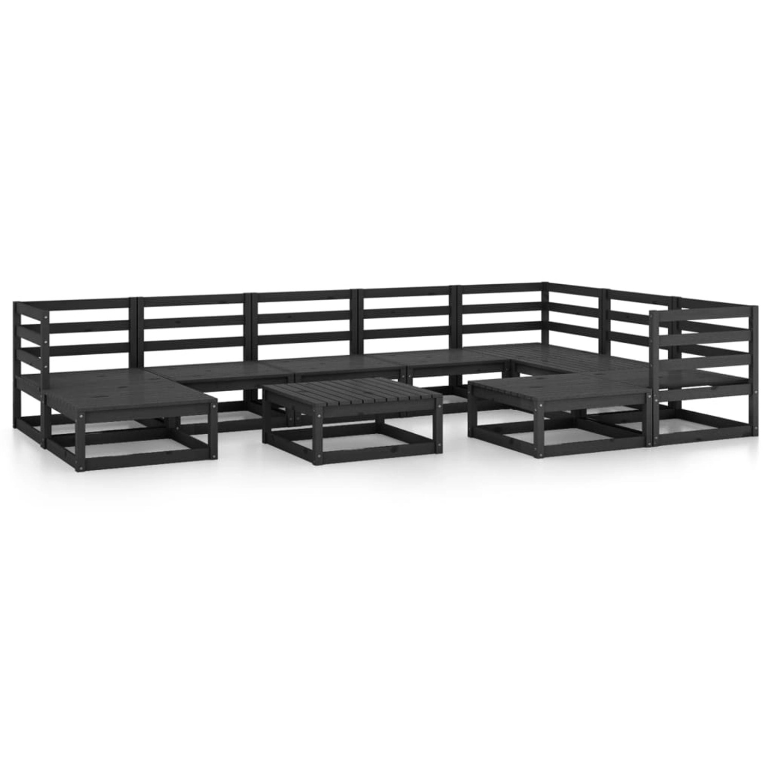 vidaXL 10-tlg Garten-Lounge-Set Schwarz Massivholz Kiefer Modell 1 günstig online kaufen