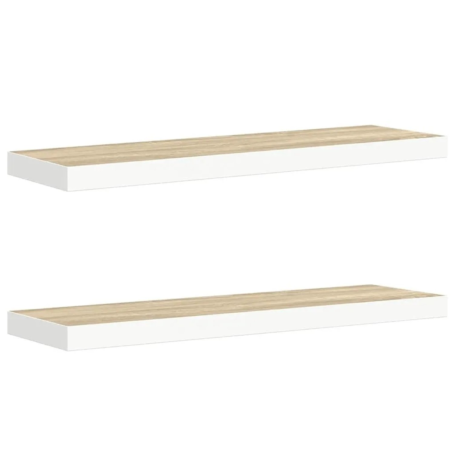 vidaXL Schweberegale 2 Stk Eichen-Optik und Weiß 80x23,5x3,8 cm MDF 326580