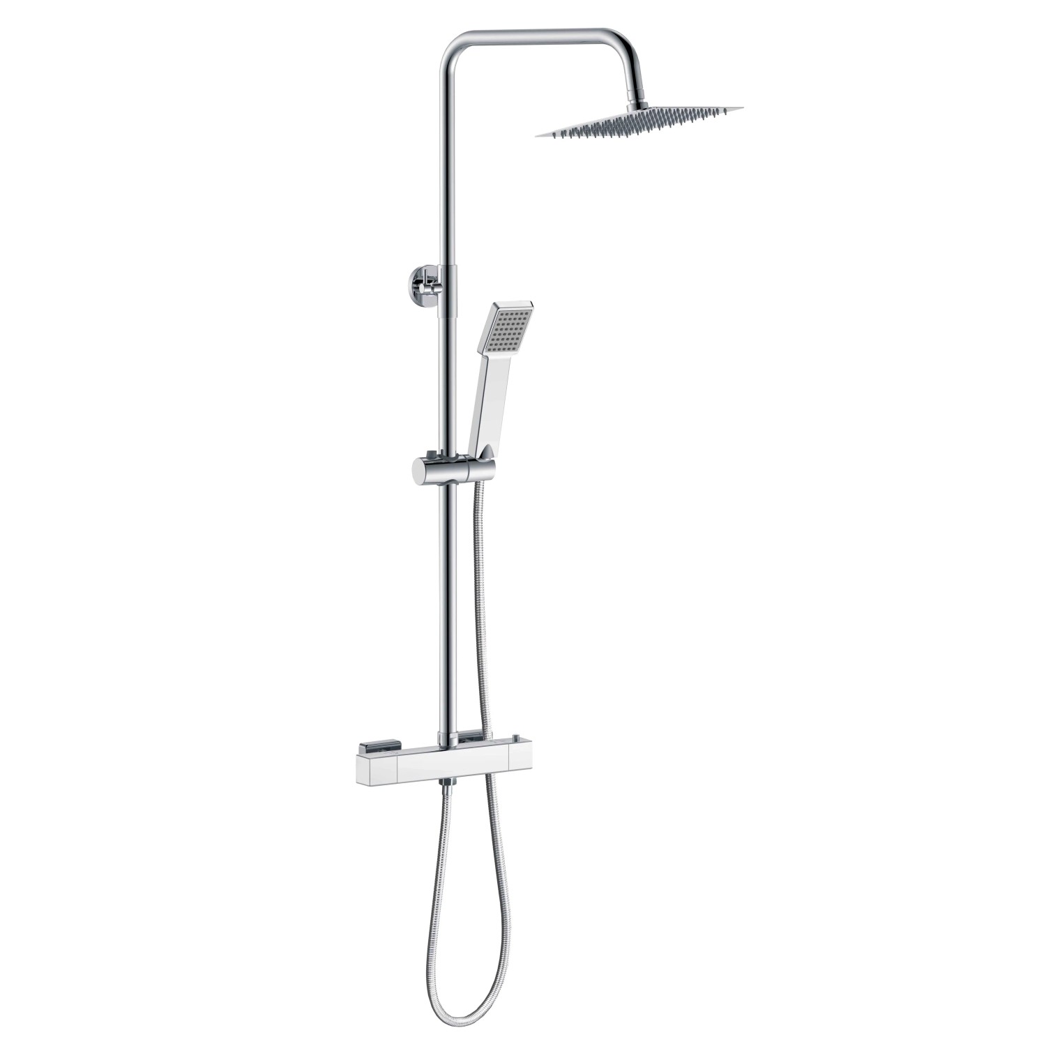AICA Thermostat Duschsystem Verchromt Mit Quadratischer Regendusche Und Han günstig online kaufen