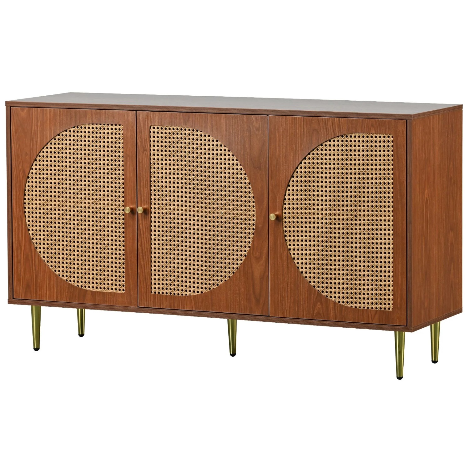 okwish Sideboard mit RattanTüren Stauraum Schlafzimmer 129x40x76cm Natur
