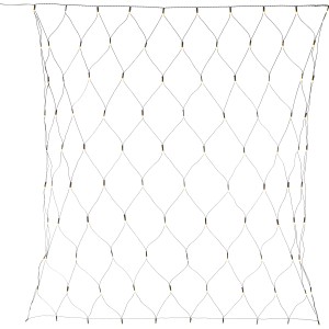 LED-Lichternetz mit 200 warmweißen LEDs und grünem Kabel für den Außenbereich.