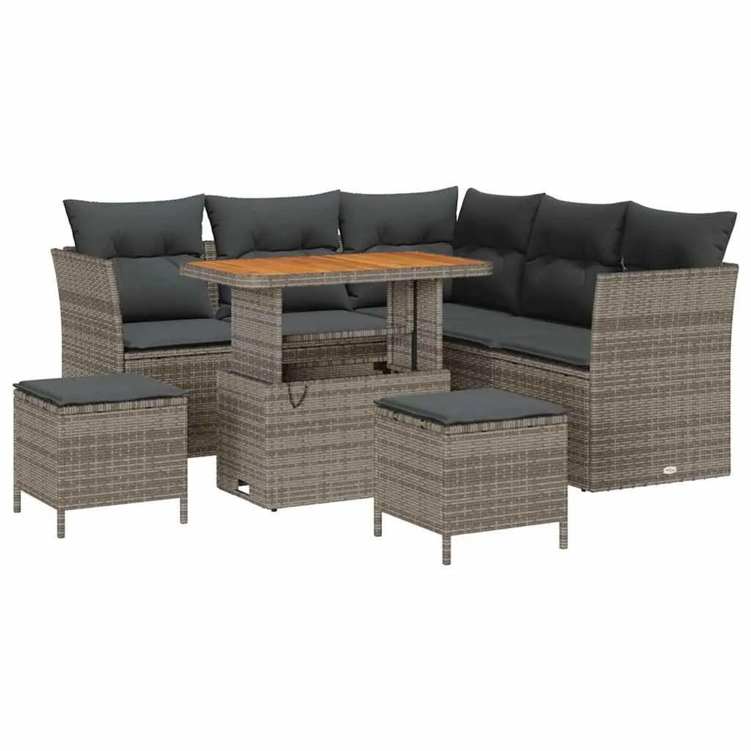Thumbnail - vidaXL Garten-Sofa-Set mit Kissen mit Speicher 8-Tlg Grau 3363438