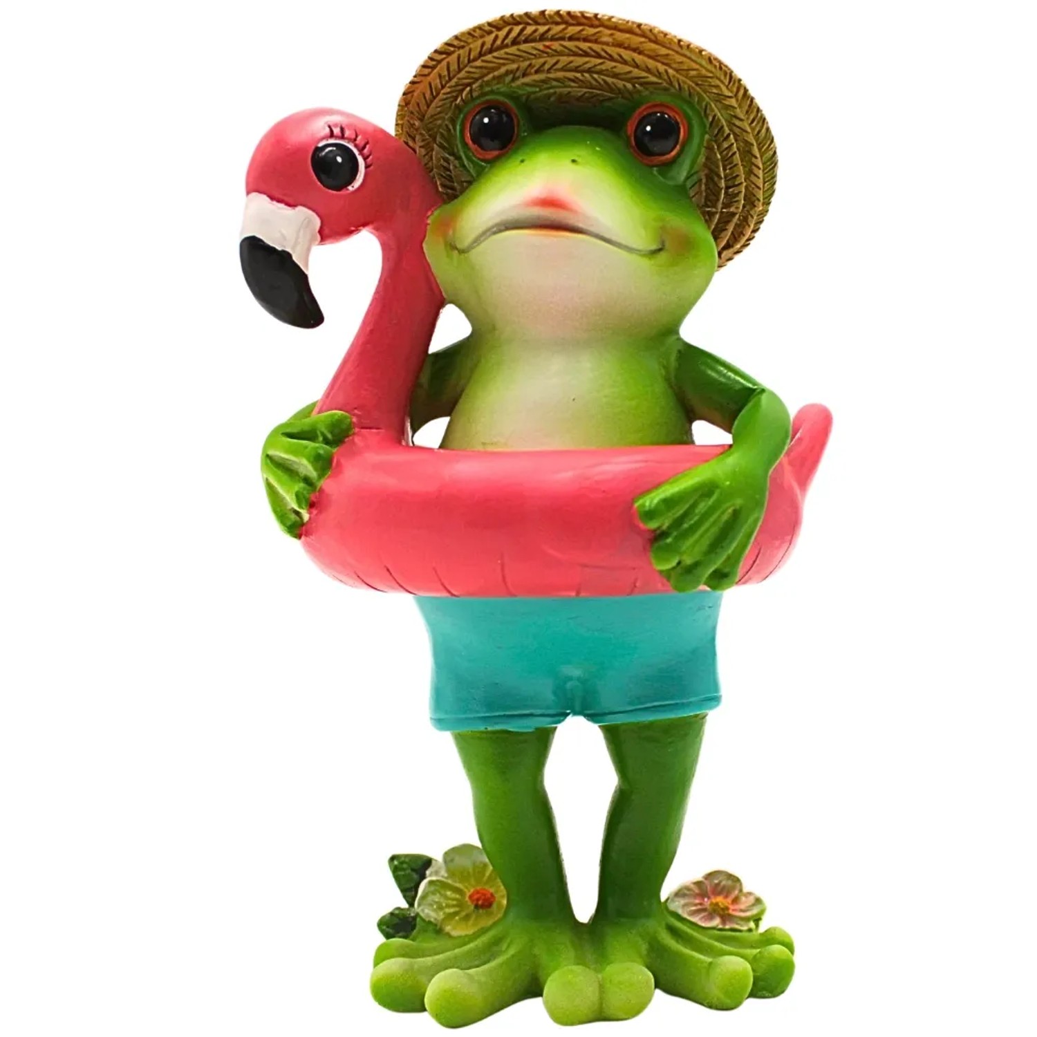 Dekohelden24 XL Deko-Frosch Gartenfrosch Teichfrosch in grün aus Keramik Größe L/H/B ca 11 x 10 x 20 cm