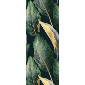 Schulte Duschrückwand mit Tropenblätter Gold Dekor, detailreiche Blattmuster.