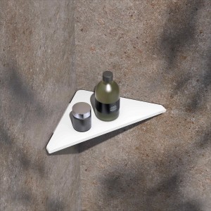 Weiße Keuco Eckduschablage zur Wandmontage mit Shampoo und Creme. Badaccessoire für die Dusche.