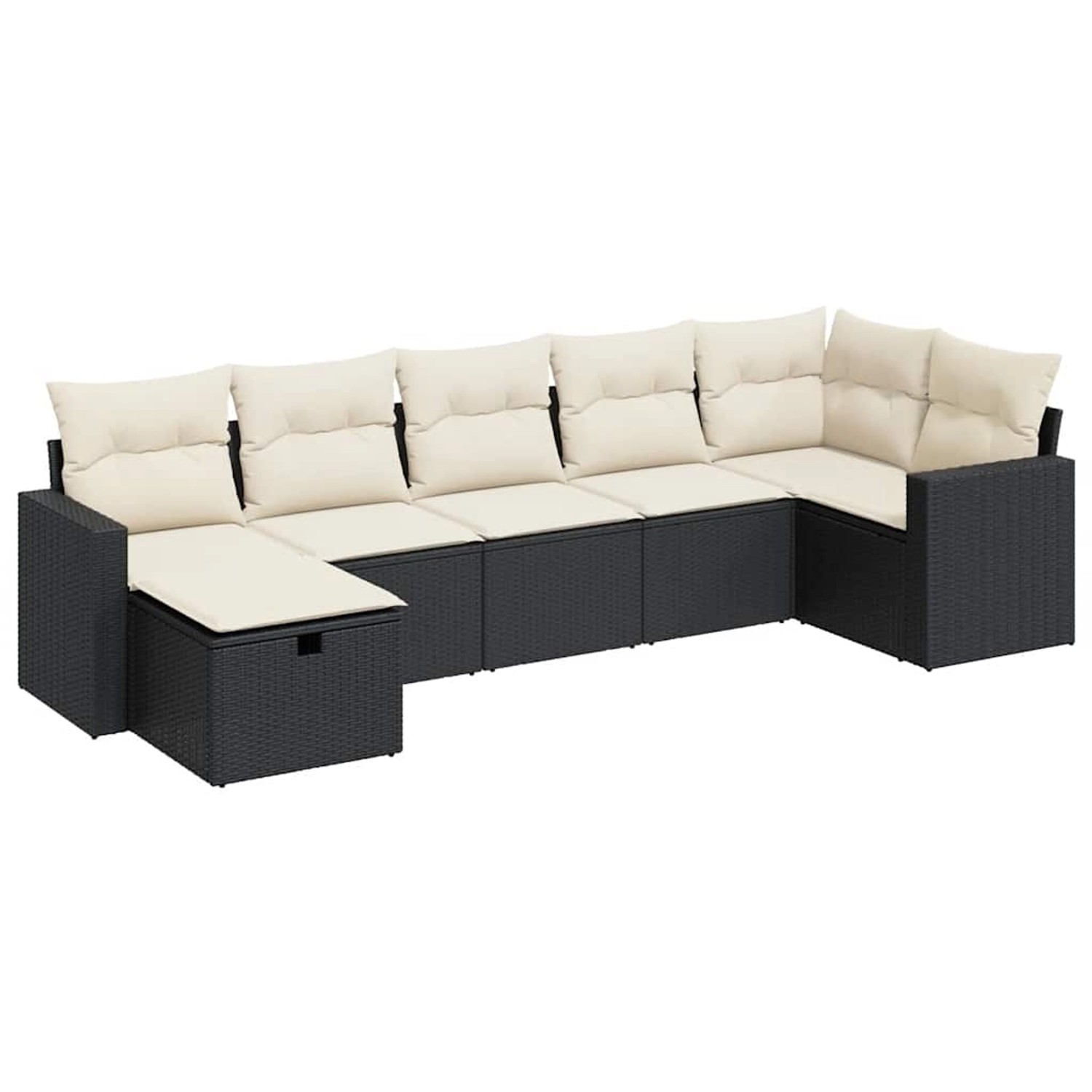vidaXL 7-Tlg Garten-Sofagarnitur mit Kissen Schwarz Poly Rattan 3325402 günstig online kaufen