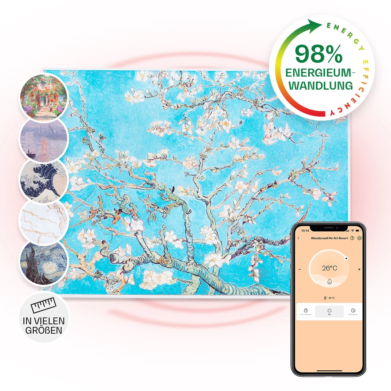Klarstein Wonderwall Air Art Smart Infrarotheizung 80x60 cm 500 W Wandmonta günstig online kaufen