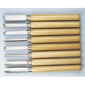 Westfalia Drechselbeitel Set 8-Teilig Holzgriff Metall Braun