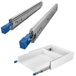 SOTECH Schwerlastauszug VarioSlide KV2-100-H53-L750-EH 750 mm Zweihandverriegelung Einrastfunktion Blauer Hebel Schubladenschiene Belastbar Bis 100 Kg