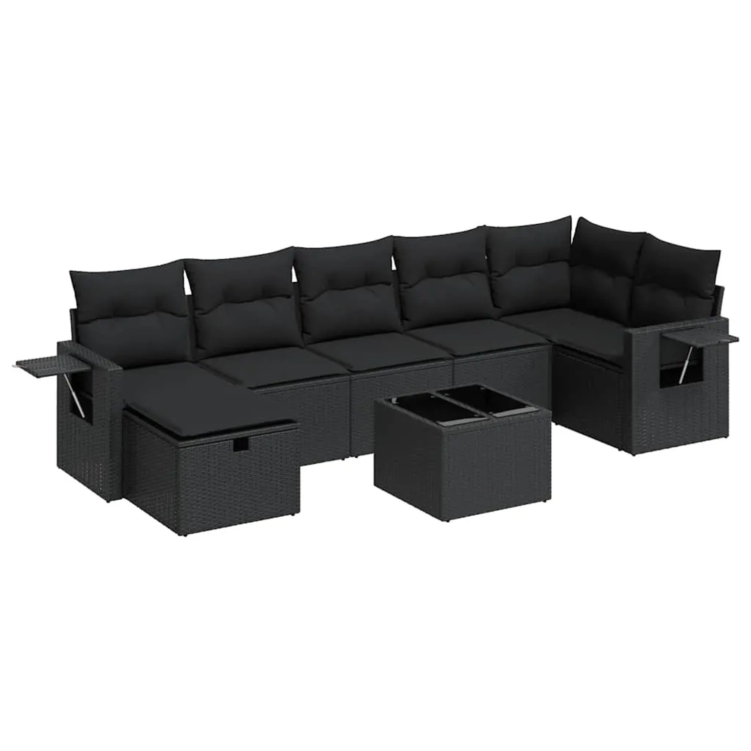 vidaXL 8-Tlg Garten-Sofagarnitur mit Kissen Schwarz Poly Rattan 3325511 günstig online kaufen