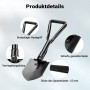 Wiltec Klappspaten, schwarz, mit dreieckigem Griff, gezackter Kante und Verriegelung. Robustes 1,5mm Spatenblatt für Outdoor.