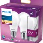 2er Set Philips E27 LED-Lampen in Glühlampenform, 10,5W, warmweißes Licht. Energiesparend und langlebig.