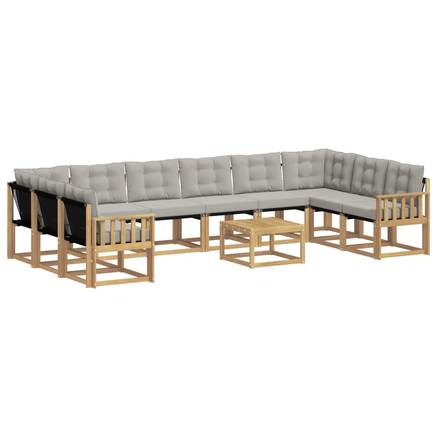 vidaXL Outdoor-Sofagarnitur mit Kissen 11 Stk Weiß und Hellgrau 3389929