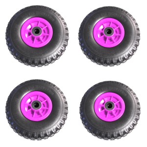 4er Set TRUTZHOLM Sackkarrenräder, PU, 260x85mm, pinke Felge, 75mm Nabe, für Baumaschinen.