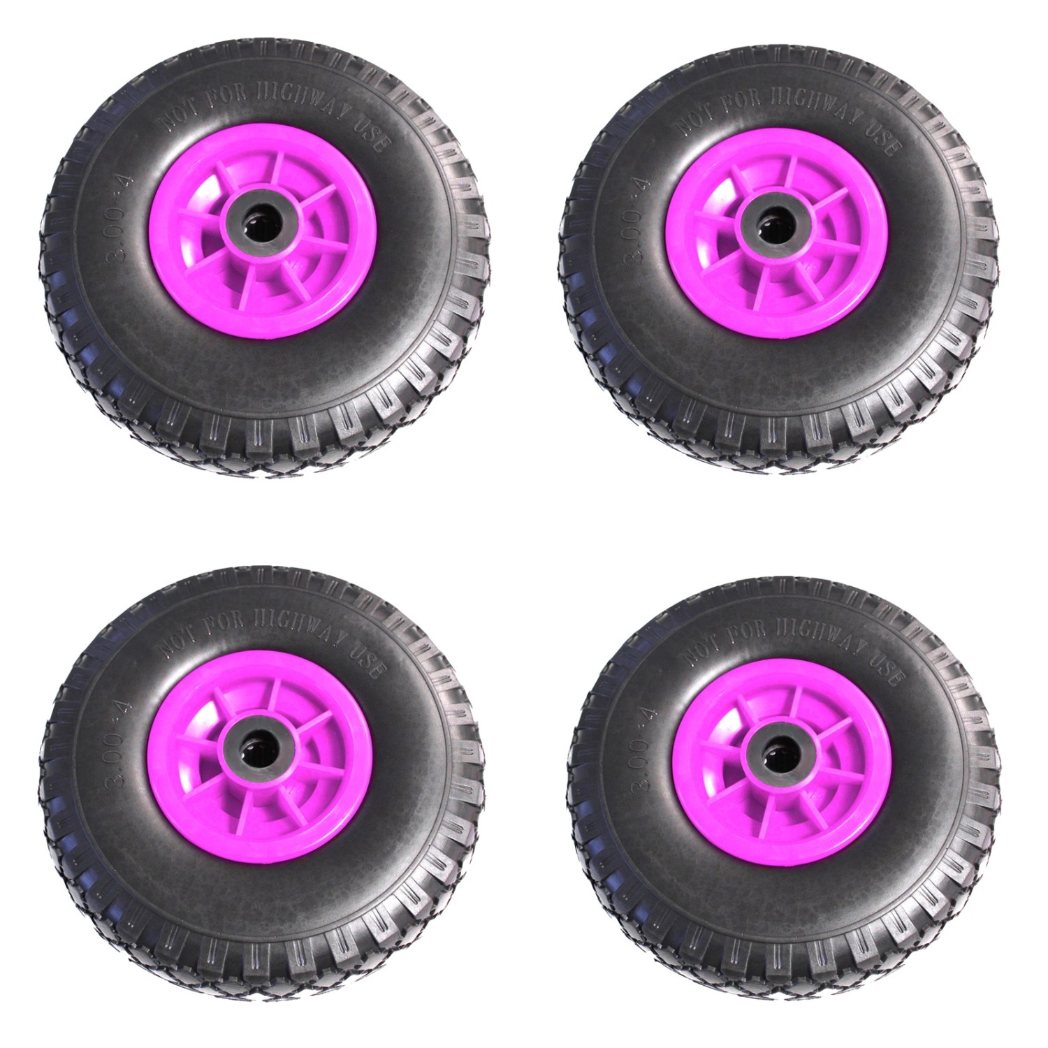 TRUTZHOLM 4x Sackkarrenrad PU Rad 260x85mm 3.00-4 75mm Zentrierte Nabe Durchmesser 20mm Pink