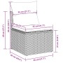 Skizze eines beigen Gartensofas aus Polyrattan mit Maßen, Teil der vidaXL 8-tlg. Garnitur.