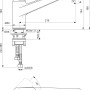 Technische Zeichnung: Ideal Standard Ceraplan Küchenarmatur, Niederdruck, Chrom, mit Maßen.