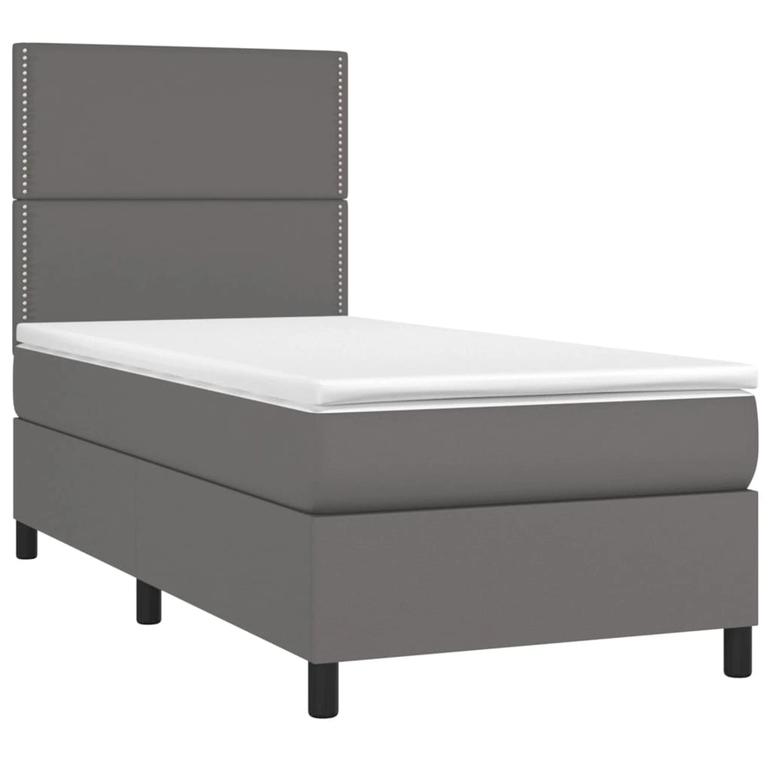 vidaXL Boxspringbett mit Matratze & LED Grau 100x200 cm Kunstleder 3135871 günstig online kaufen