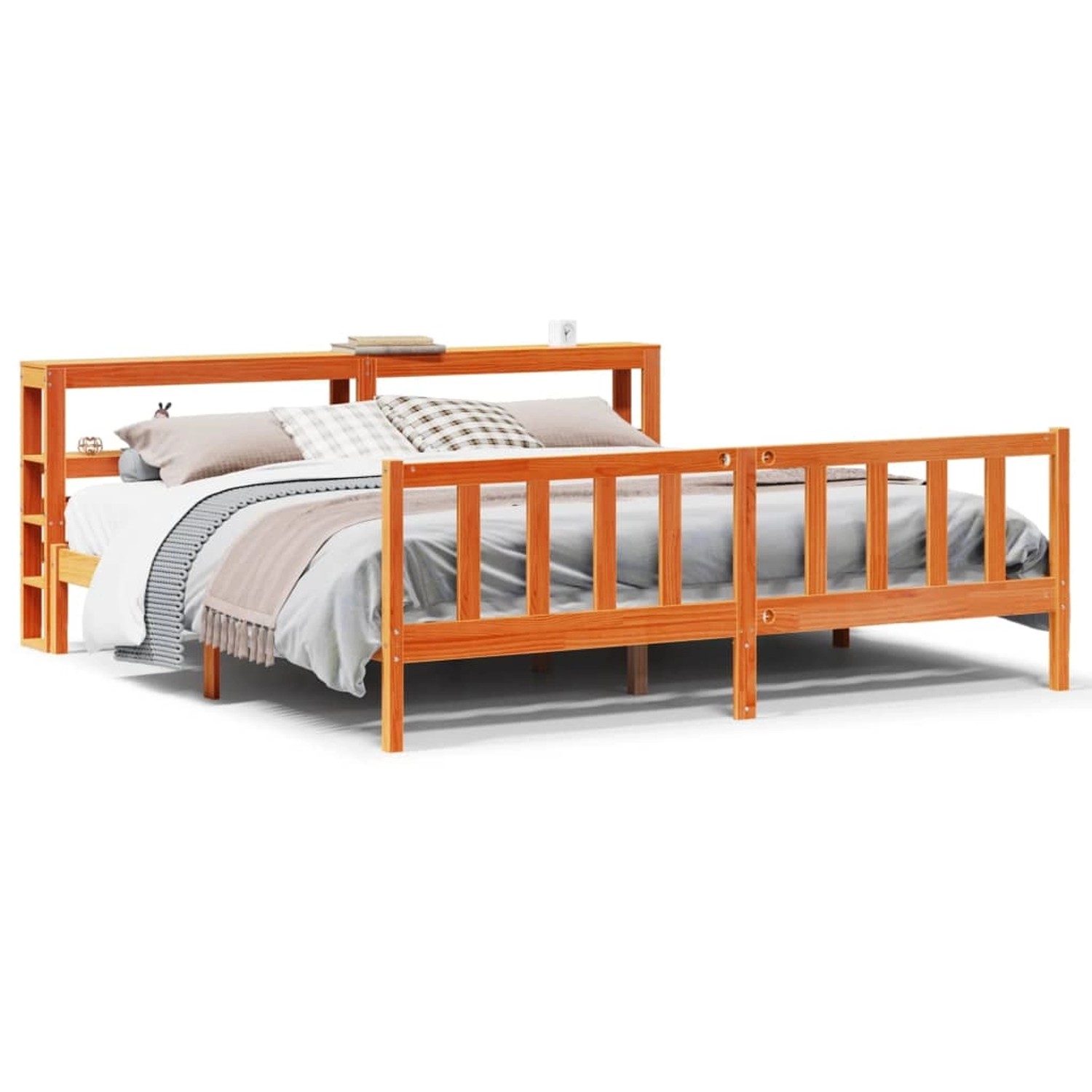 vidaXL Bettgestell mit Kopfteil ohne Matratze Wachsbraun 180x200 cm 3305782 günstig online kaufen