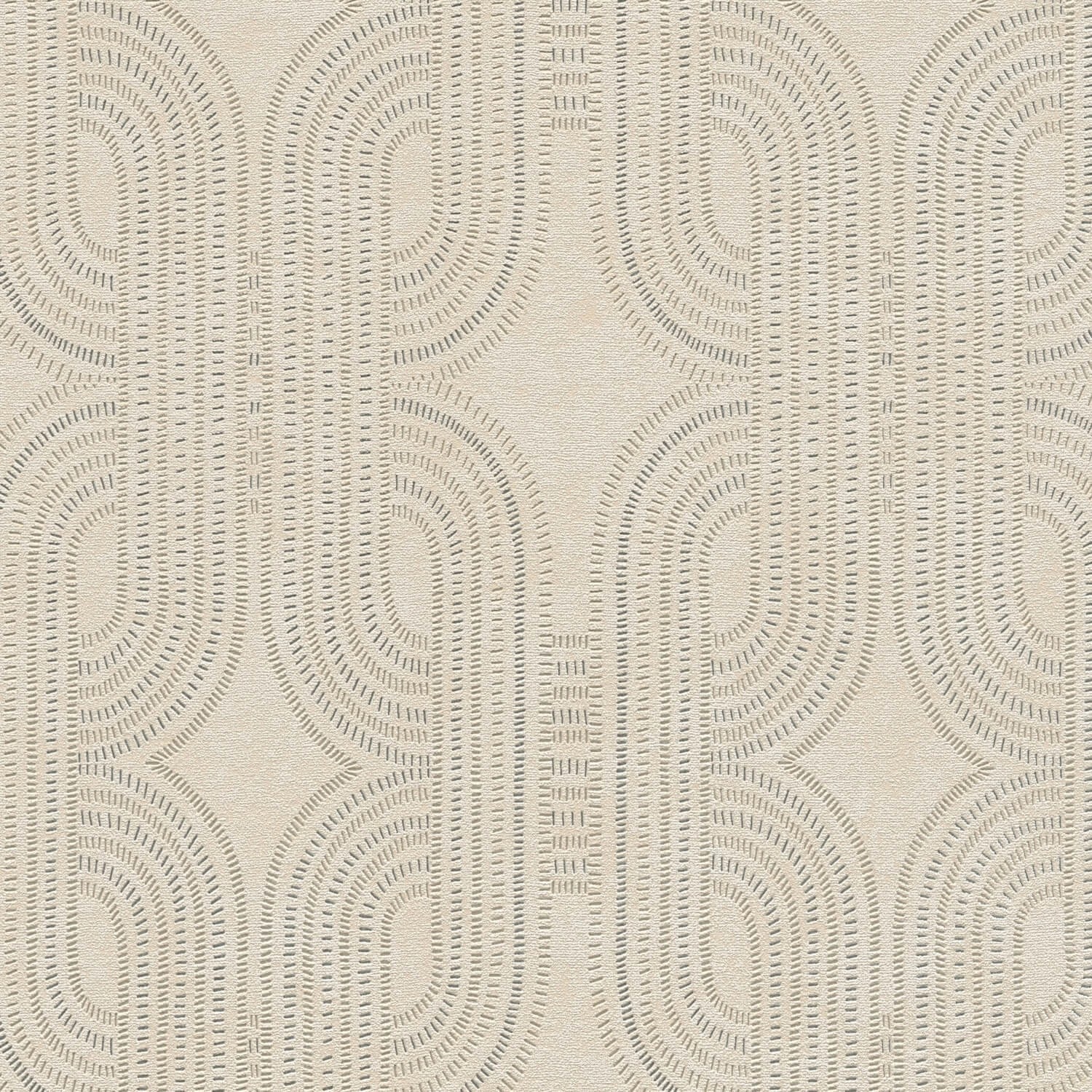 PROFHOME 399371-GU Retro Tapete Grafisch metallische Akzente Beige Grau 0,5 günstig online kaufen