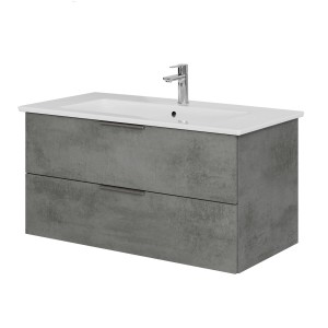 Steinkamp Einzelwaschtisch-Set, dunkelgrau mit Villeroy & Boch Waschtisch, 100 cm breit.