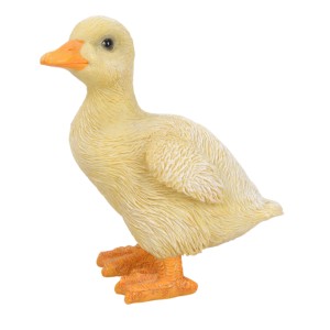Gelbes Deko-Entenküken, 11 cm, aus Polyresin für die Gartendekoration.