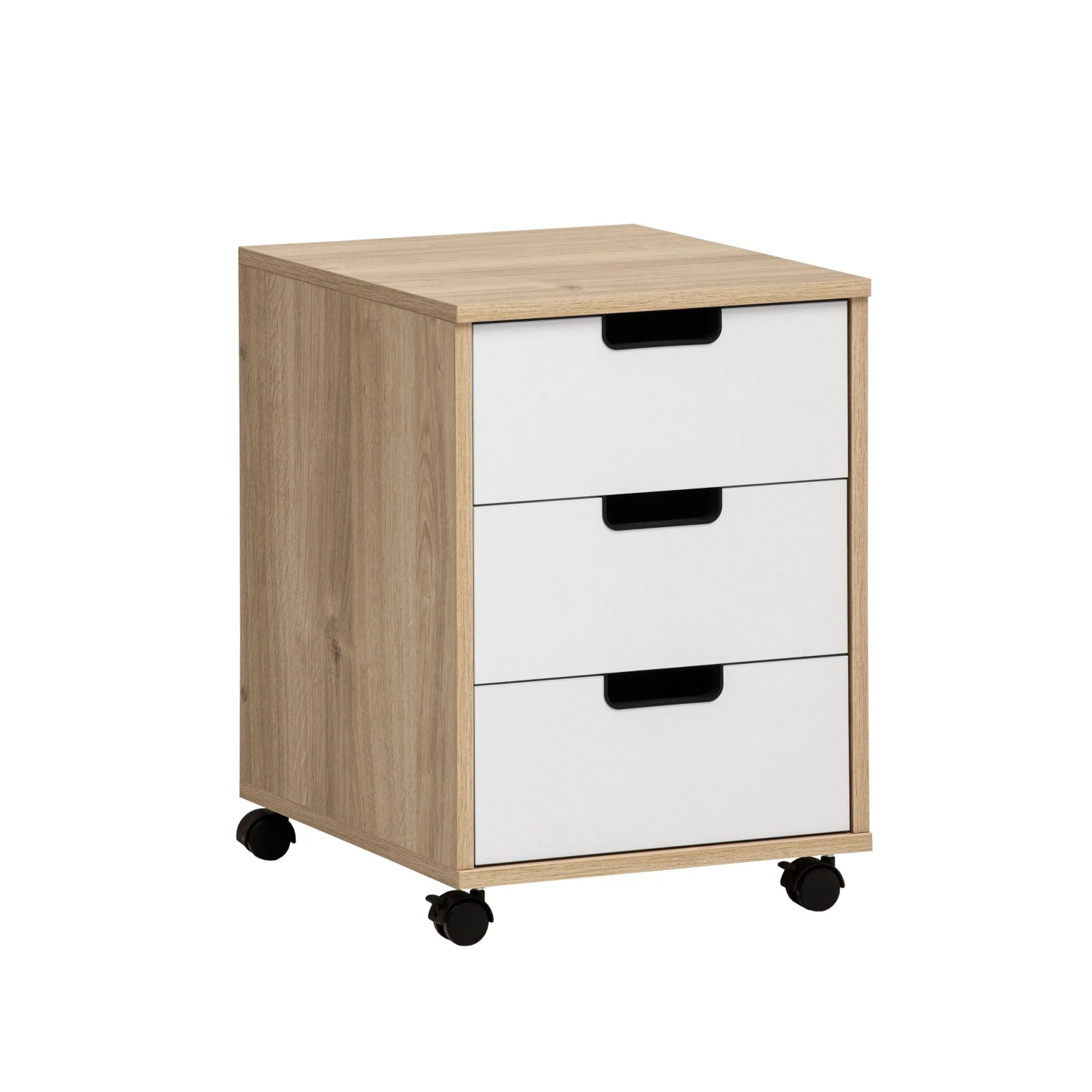 Schildmeyer Rollcontainer Emmik 57 cm x 50 cm x 40,1 cm Weiß-Eiche günstig online kaufen