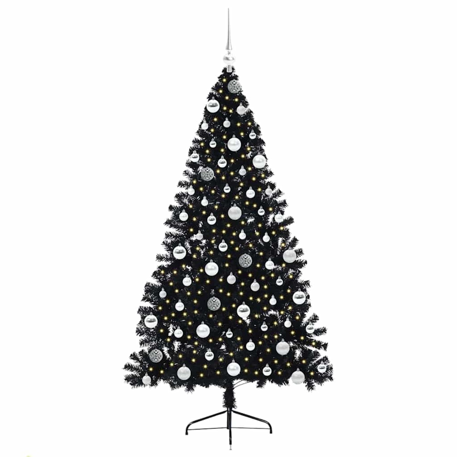 vidaXL Künstlicher Vorbeleuchteter Weihnachtsbaum Schwarz 180 cm PVC 3397146