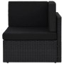 Schwarzes Ecksofa aus Polyrattan mit Kissen, Teil des vidaXL Garten-Lounge-Sets.