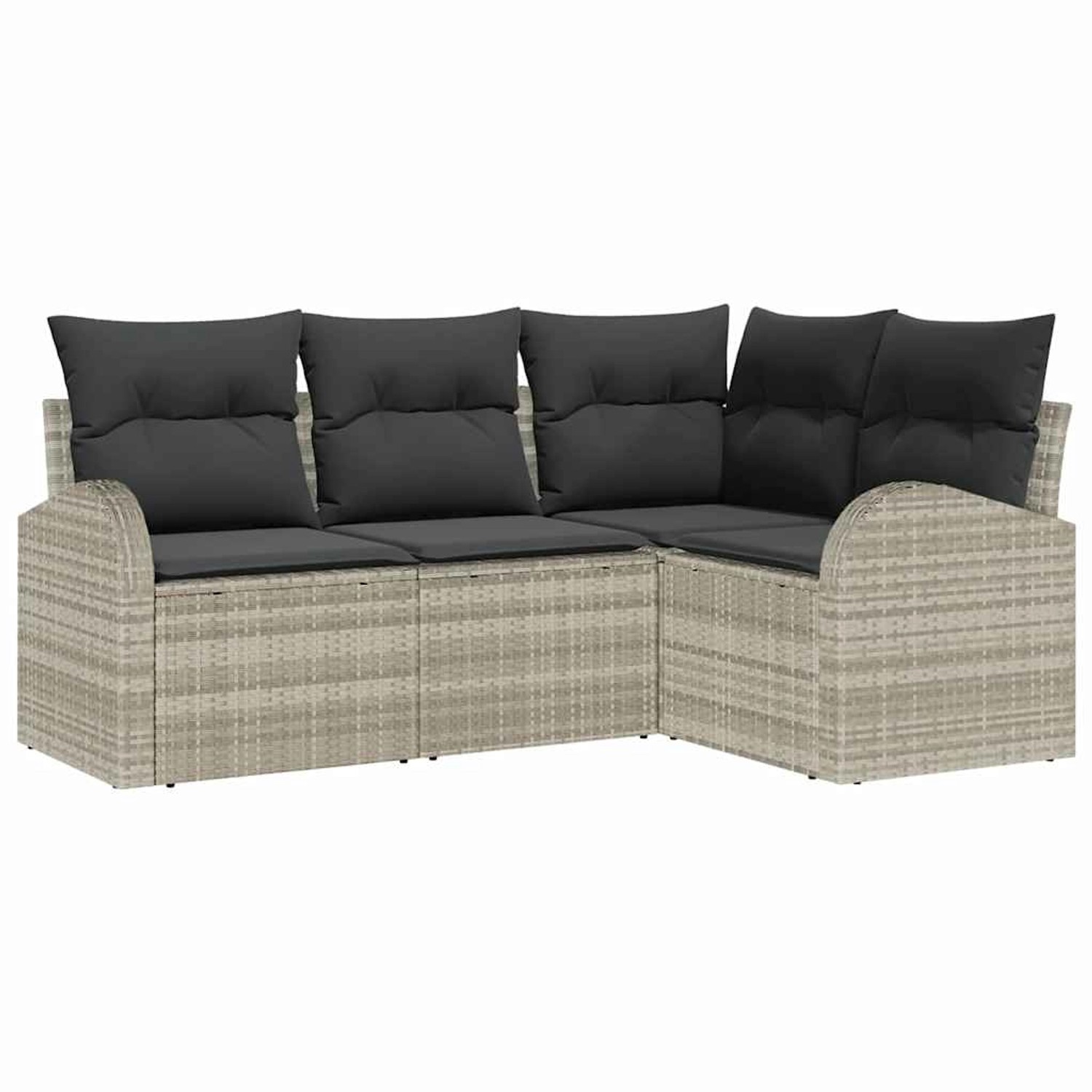 vidaXL Garten-Sofa-Set mit Kissen 4-Tlg Hellgrau Poly Rattan 3354691 günstig online kaufen